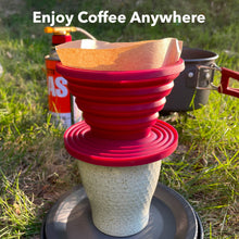 Load image into Gallery viewer, Attsky Collapsible Pour Over Coffee Dripper for Camping, 2-Pack, Red | Reusable Silicone Filter Holder for Travel & Backpacking, Brews 2+ Cups, Single-Cup Brewer, Compact Camp Coffee Maker Kit