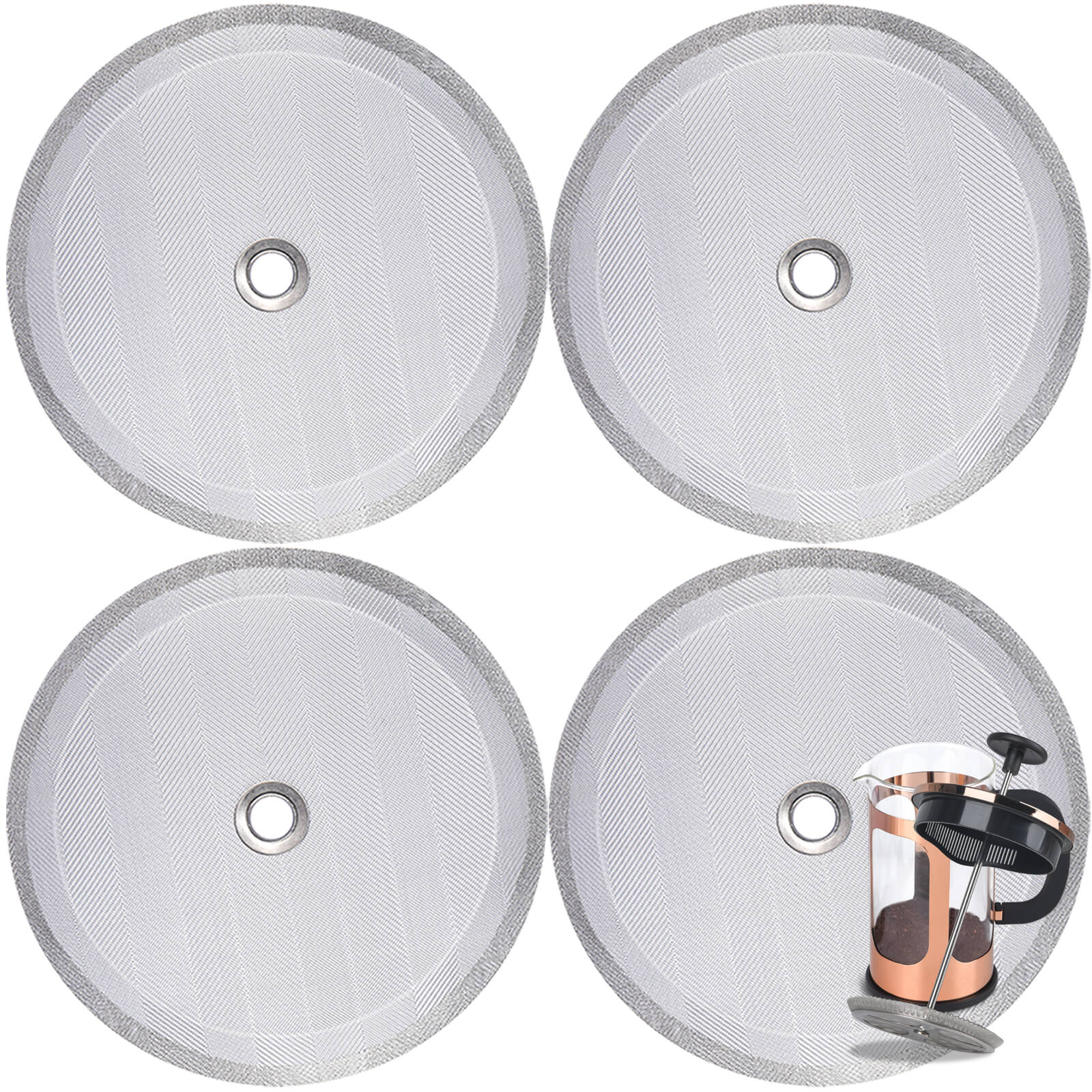 4 Pack French Press Replacement Filter Screen, FindTop 4 Inch Stainless