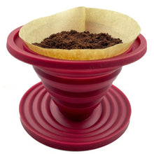 Load image into Gallery viewer, Attsky Collapsible Pour Over Coffee Dripper for Camp Coffee, Reusable Silicone Coffee Filter Holder for Camping Red
